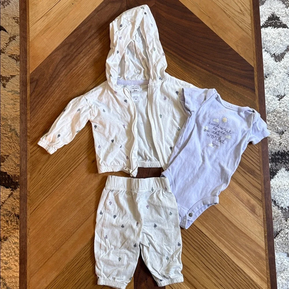 Carter's 0-3 Month Baby Girl Outfit Set & Sweatshirt Bundle